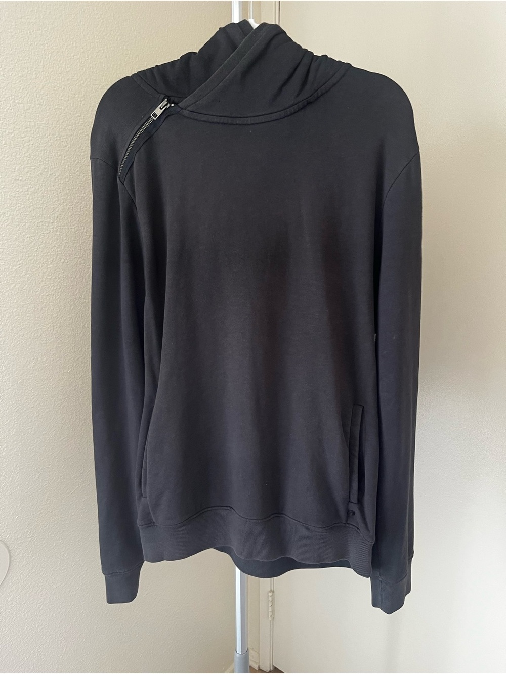 All Saints Pullover Zip Neck Grey Hoodie Size 2XL